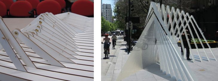 Figure 4. The physical model and digital impression of Responsive Walkway And Shelter