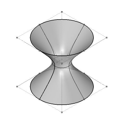 A mathematically accurate hyperboloid defined from just 24 control points.